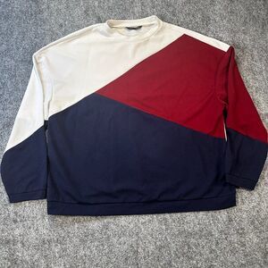 SHEIN Womens Pullover Top 1X Colorblock Stretch Crew Neck Long Sleeve Fit